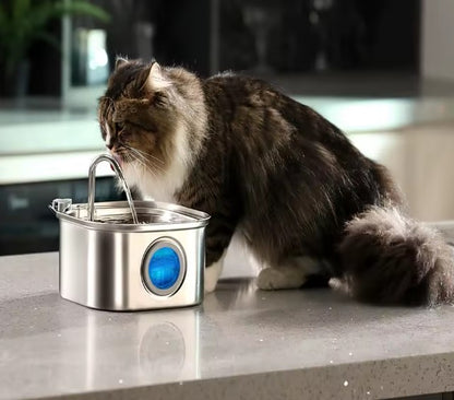 3.2L Smart Stainless Steel Pet Water Fountain – Automatic Cat & Dog Water Dispenser with Visible Water Level, Quiet Pump & Hygienic Drinking Bowl