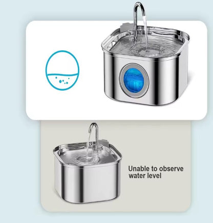 3.2L Smart Stainless Steel Pet Water Fountain – Automatic Cat & Dog Water Dispenser with Visible Water Level, Quiet Pump & Hygienic Drinking Bowl